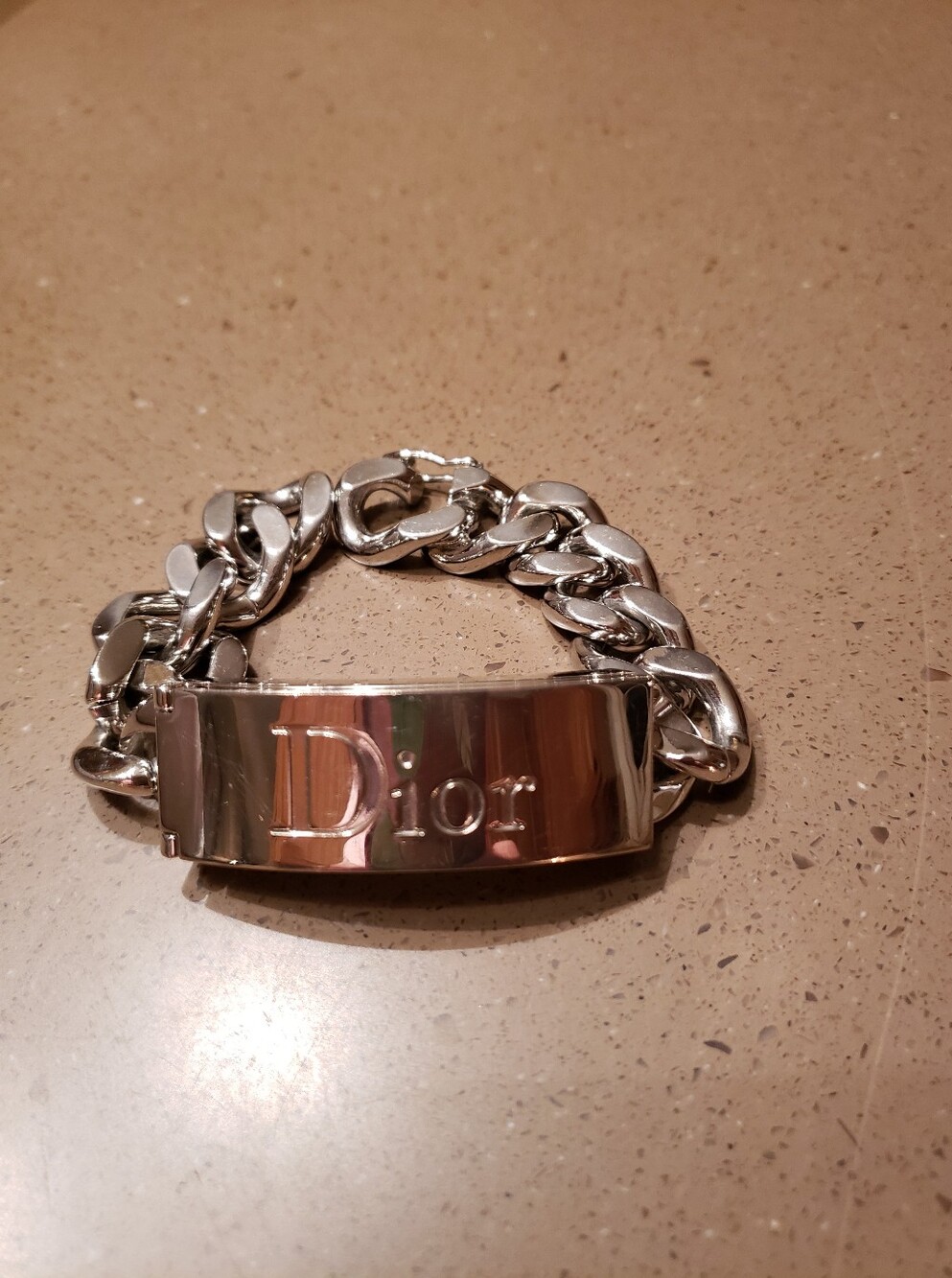 Christian Dior Silver Tone Chunky Chain Bracelet With Lipgloss - Picture 1 of 8
